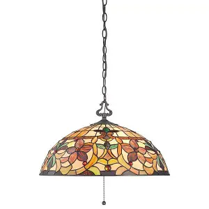 Elstead Kami 3 Light Tiffany Ceiling Pendant Vintage Bronze, E27