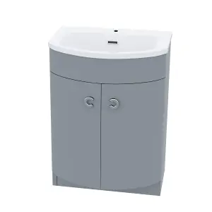 Nes Home 600mm Grey Vanity Basin Cabinet Poly Marble Freestanding Unit