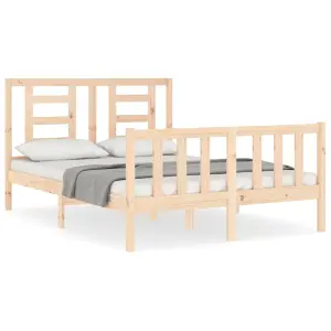 Berkfield Bed Frame with Headboard Small Double Solid Wood