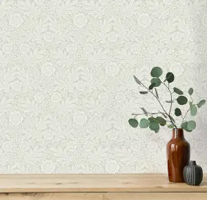 Crown Camille Damask Grey Wallpaper M1743