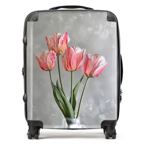 Painted Pink Tulips Suitcase - Large