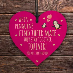 Red Ocean Valentines Gift For Boyfriend Girlfriend Husband Wife Wood Plaque YOU ARE MY PENGUIN Cute Anniversary Present