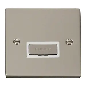 Pearl Nickel 13A Fused Ingot Connection Unit - White Trim - SE Home