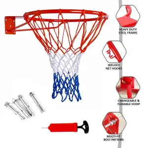 Full Size Basketball Hoop Ring Net Wall Mounted Outdoor Hanging Basket 18"/45cm