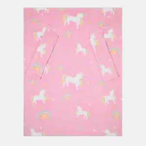 Unicorn Fleece Blanket with Sleeves Rainbow Wearable Supersoft Cosy Warm Throw