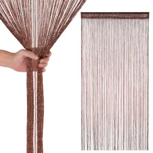 String Curtain Panel Spaghetti Tassel Curtain, 200cm x 90cm - Burgundy