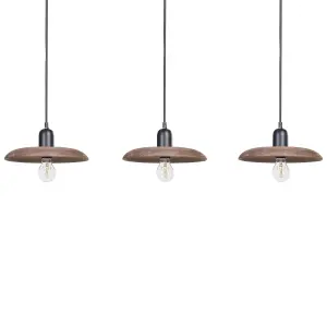 3 Light Mango Wood Pendant Lamp Dark MANJEERA