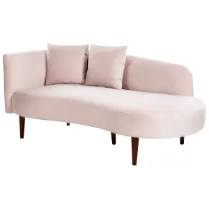 Left Hand Velvet Chaise Lounge Pink CHAUMONT