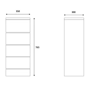 Dezine Velvare 350mm Gloss White 3 Drawer Unit (300mm deep)