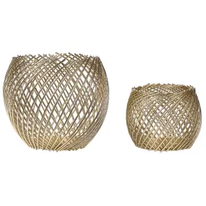 Set of 2 Candle Holders TANDUY Metal Gold