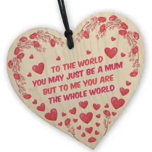 Red Ocean Gifts for Mum - Mum Gifts Wooden Heart, Mum Birthday Gifts with Touching Words,