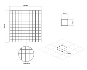 Ceramic mosaic on mesh for bathroom or kitchen 300mm x 300mm - Dama desk