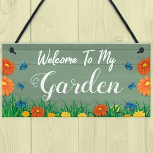 Red Ocean Welcome To My Garden Sign Hanging Door Wall Sign Garden Signs And Plaques Shed Summerhouse Sign Gift For Him Her