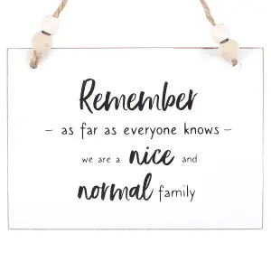 Something Different Nice And Normal Family Hanging Sign White/Black/Brown (One Size)