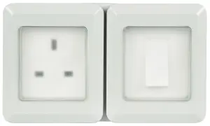 Weatherproof Outdoor Single Switch and Socket with PVC Covers