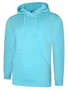 Uneek - Unisex Deluxe Hooded Sweatshirt/Jumper - 60% Ring Spun Combed Cotton 40% Polyester - Turquoise - Size XS