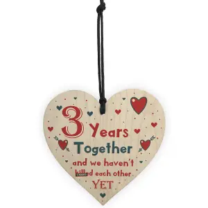 Funny Rude 3rd Anniversary Gift For Husband Wife Gift For Him Her Wooden Heart