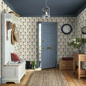 Laura Ashley Midnight Palace Dandelion Dusky Seaspray Blue Smooth Wallpaper