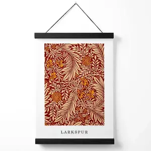 Vintage William Morris Larkspur in Orange and Beige Medium Poster with Black Hanger