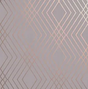 Fine Decor Shard Trellis Rose Gold Wallpaper FD42604