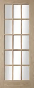 15 Lite Glazed Oak veneer Internal Door, (H)1981mm (W)610mm (T)35mm