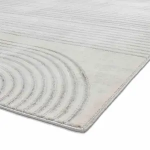 Grey Ivory Abstract Striped Modern Easy to clean Rug for Dining Room-120cm X 170cm