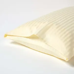 Homescapes Pastel Yellow Egyptian Cotton Satin Stripe Housewife Pillowcase 330 TC