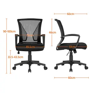 Yaheetech 2-Pack Ergonomic Mid-back Mesh Office Chair - Black