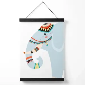 Peeking Elephant Tribal Animal Medium Poster with Black Hanger