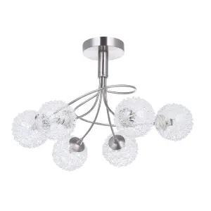 Litecraft Allium Brushed Nickel 6 Arm Ceiling Light