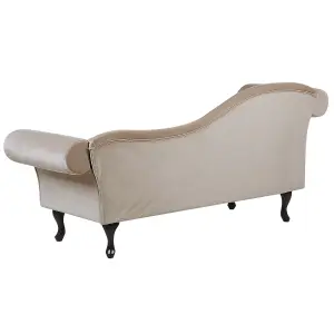 Left Hand Chaise Lounge Velvet Beige LATTES