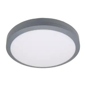 GoodHome Tilman Grey Wired LED Bulkhead light (Dia) 39cm