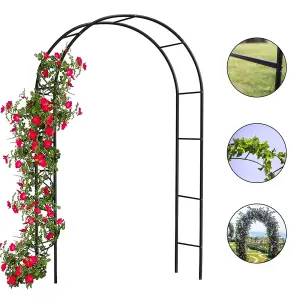 2M Garden Arch Trellis Arched Metal Tubular Frame Climbing Plant Archway Arbour