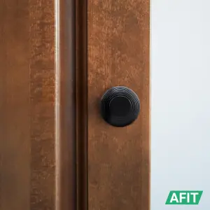 AFIT Beehive Reeded Black Door Knob Set - 3 Pairs of Matt Black Mortice Knobs (55mm) & Latch (76mm) for Internal Doors