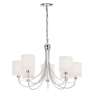 Anson Lighting Naivasha 7lt  Chrome plate & white fabric Ceiling pendant