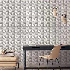 Galerie Geometrix Silver Grey Cubist Smooth Wallpaper