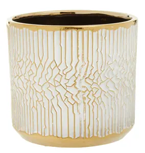 Interiors by Premier Honna Large White Gold Ceramic Planter