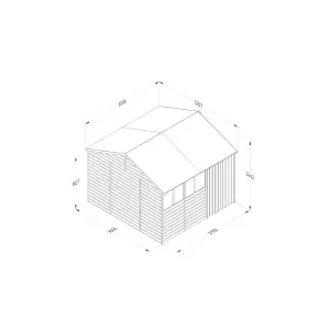 Beckwood 10x10 Reverse Apex Shed - 4 Windows - Double Door