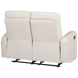 2 Seater Velvet Manual Recliner Sofa White VERDAL