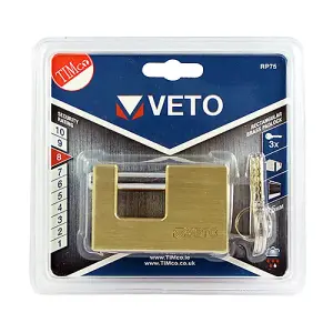 Timco - Rectangular Brass Padlock (Size 75mm - 1 Each)