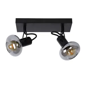 Lucide Madee Modern Twin Ceiling Spotlight - 2xE14 - Black