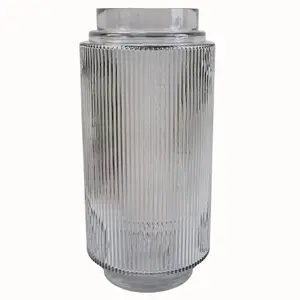 31cm Clear Ridged Glass Vase Large