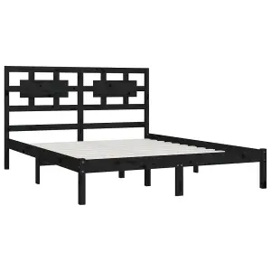 Berkfield Bed Frame Black Solid Wood Pine 200x200 cm