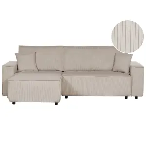 Sofa Bed ABACKA Beige Corduroy Right Hand