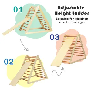 Costway Wooden Foldable Triangle Climber Step Training Ladder Pikler Toddler With Ramp