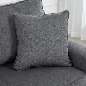 HOMCOM Fabric Sofa 3 Seater Sofa for Living Room w/ Throw Pillow Grey