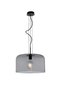 Luminosa Gibus Glass Dome Ceiling Pendant, Grey, E27