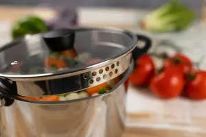 Kuhn Rikon Classic Plus Stainless Steel Induction Safe Casserole Pot with Draining Lid, 20cm/3.7L