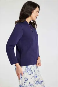 Bonmarche Navy Bed Jacket Diamond Quilt Zip Through, Size: 20-22