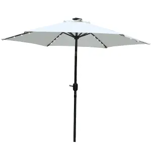 SunDaze 2.5M Cream Garden Parasol with Solar LED Lights and Crank Tilt Mechanism Outdoor Patio Umbrella